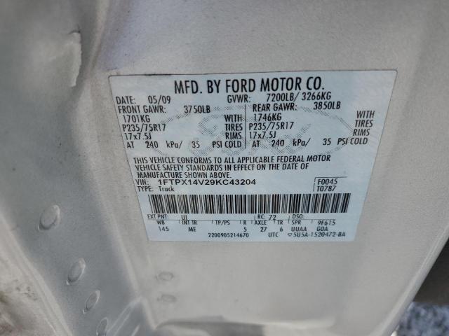 1FTPX14V29KC43204 - 2009 FORD F150 SUPER CAB SILVER photo 12