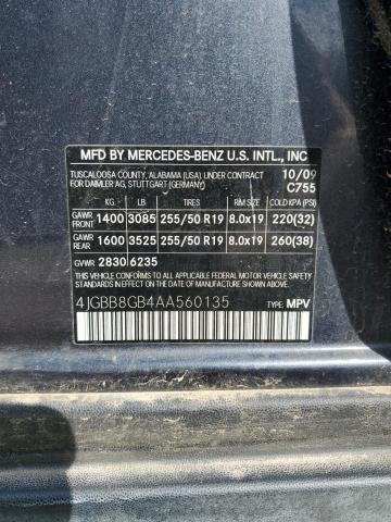 4JGBB8GB4AA560135 - 2010 MERCEDES-BENZ ML 350 4MATIC GRAY photo 13