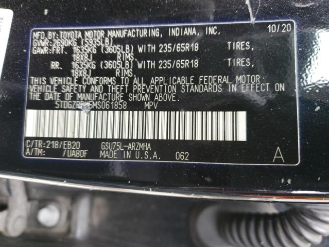 5TDGZRBH5MS061858 - 2021 TOYOTA HIGHLANDER XLE BLACK photo 13