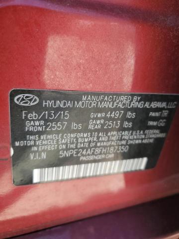 5NPE24AF8FH187350 - 2015 HYUNDAI SONATA SE MAROON photo 12