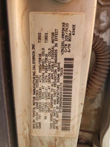 5TEGN92N84Z413173 - 2004 TOYOTA TACOMA DOUBLE CAB PRERUNNER SILVER photo 12