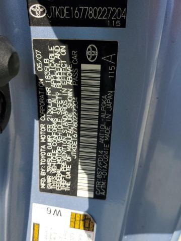 JTKDE167780227204 - 2008 TOYOTA SCION TC ლურჯი ფოტო 12