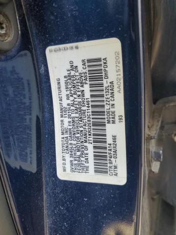 2T1KR32E83C114461 - 2003 TOYOTA COROLLA MA XR BLUE photo 12