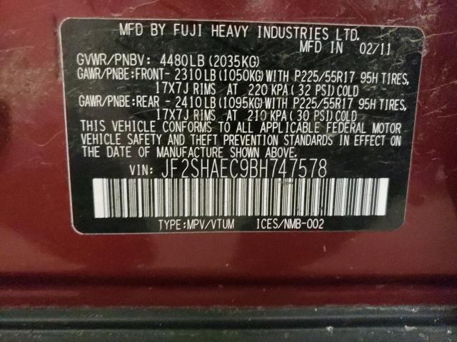 JF2SHAEC9BH747578 - 2011 SUBARU FORESTER LIMITED RED photo 14