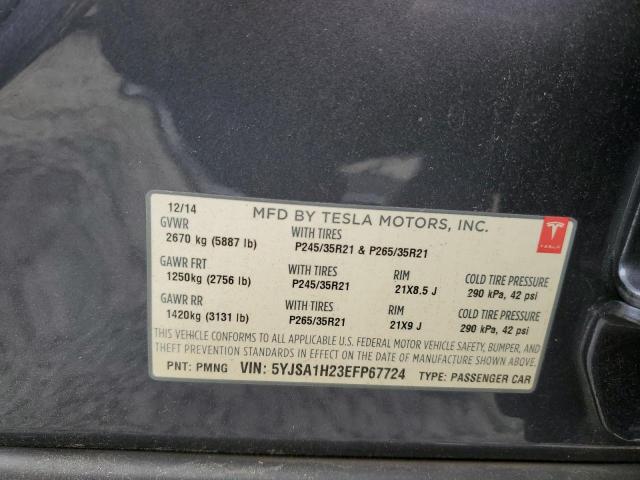 5YJSA1H23EFP67724 - 2014 TESLA MODEL S ნაცრისფერი ფოტო 13