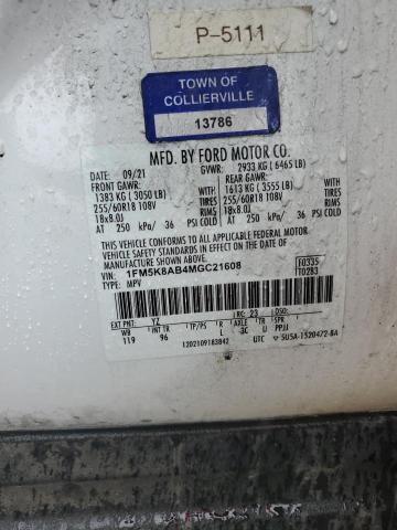 1FM5K8AB4MGC21608 - 2021 FORD EXPLORER POLICE INTERCEPTOR 双色 照片 13