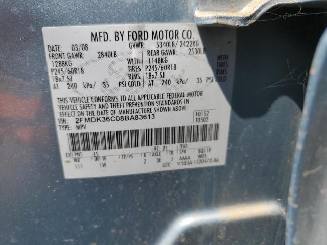 2FMDK36C08BA83613 - 2008 FORD EDGE SE BLUE photo 12