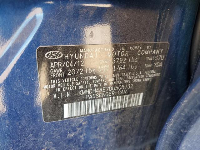 KMHDH4AE7DU508732 - 2013 HYUNDAI ELANTRA GLS BLUE photo 12