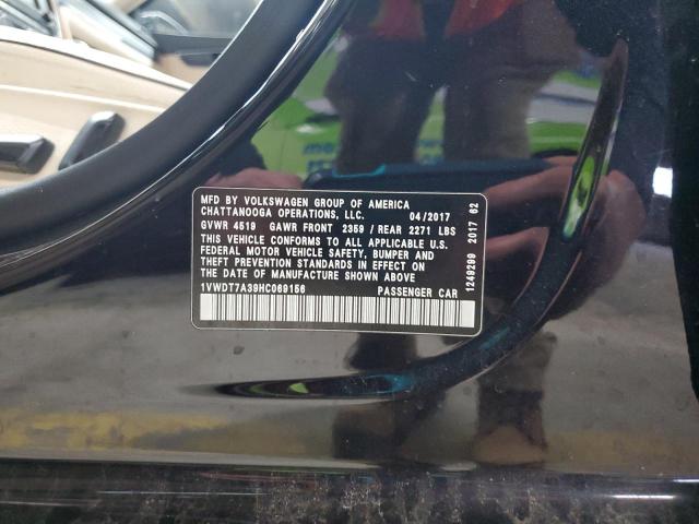 1VWDT7A39HC069156 - 2017 VOLKSWAGEN PASSAT R-LINE შავი ფოტო 12