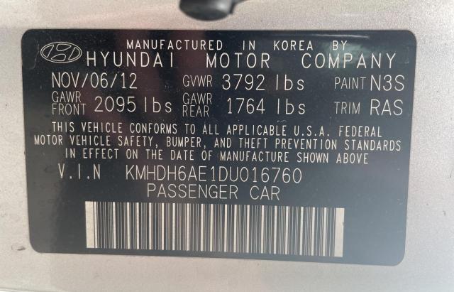 KMHDH6AE1DU016760 - 2013 HYUNDAI ELANTRA CO GS GRAY photo 10