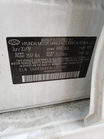 5NPE34AF4KH808901 - 2019 HYUNDAI SONATA LIMITED WHITE photo 12