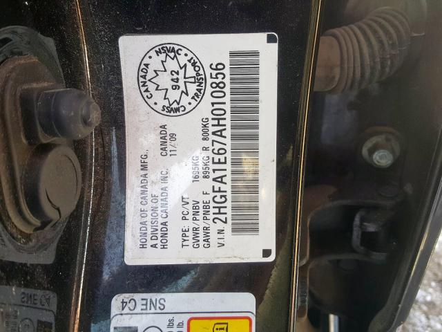 2HGFA1E67AH010856 - 2010 HONDA CIVIC LX-S  foto 10