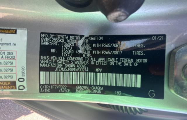 JTEMU5JR8M5900214 - 2021 TOYOTA 4RUNNER SR5/SR5 PREMIUM 银色 照片 10