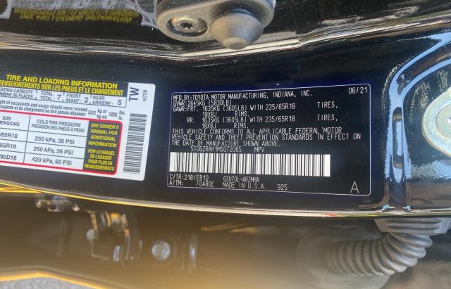 5TDGZRAH1MS072065 - 2021 TOYOTA HIGHLANDER XLE Qara foto 10