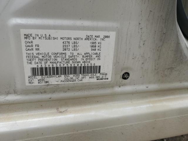 4A3AB36F59E009656 - 2009 MITSUBISHI GALANT ES WHITE photo 12