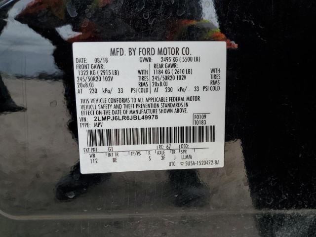 2LMPJ6LR6JBL49978 - 2018 LINCOLN MKX RESERVE أسود صورة 12