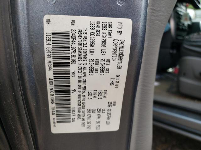 2D4GP44L07R181061 - 2007 DODGE CARAVAN SXT BLUE photo 10