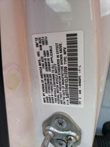 5J6TF2H51CL012209 - 2012 HONDA CROSSTOUR EXL თეთრი ფოტო 12