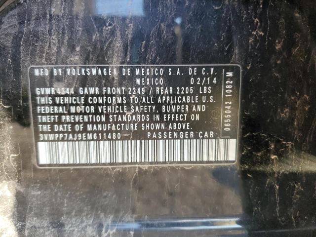3VWPP7AJ9EM611480 - 2014 VOLKSWAGEN JETTA S BLACK photo 13