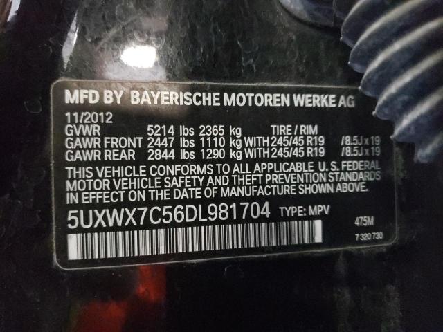 5UXWX7C56DL981704 - 2013 BMW X3 XDRIVE35I BLACK photo 13