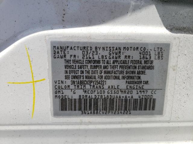 3N1AB8CV2PY254221 - 2023 NISSAN SENTRA SV WHITE photo 12