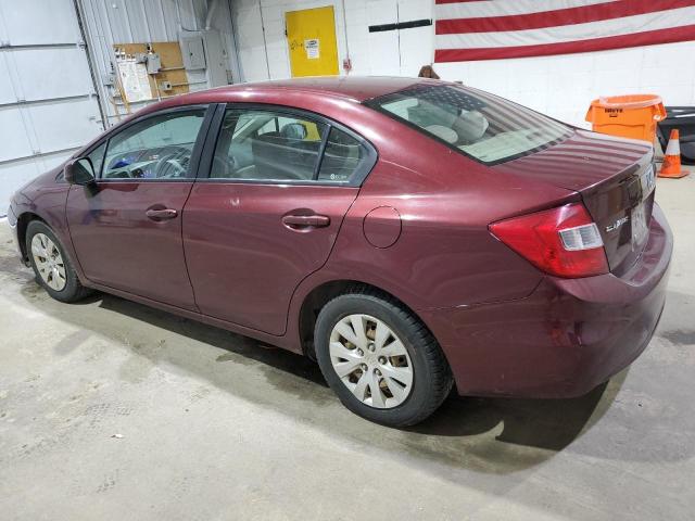 2HGFB2F56CH598308 - 2012 HONDA CIVIC LX ბურგუნდია ფოტო 2