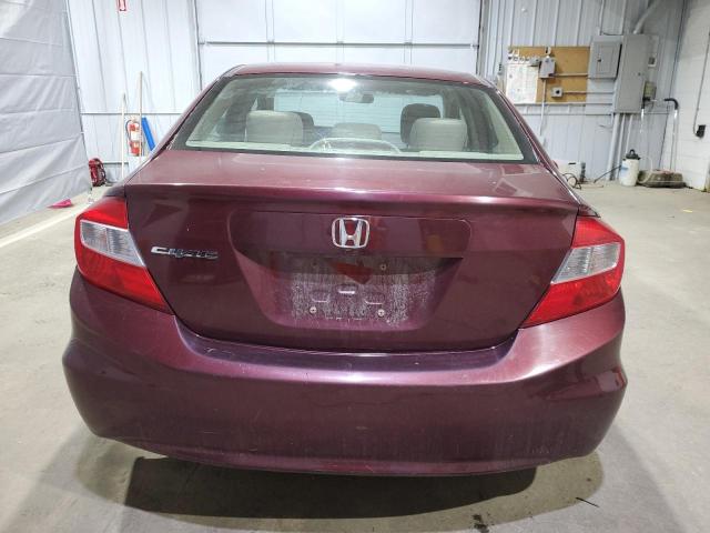 2HGFB2F56CH598308 - 2012 HONDA CIVIC LX ბურგუნდია ფოტო 6