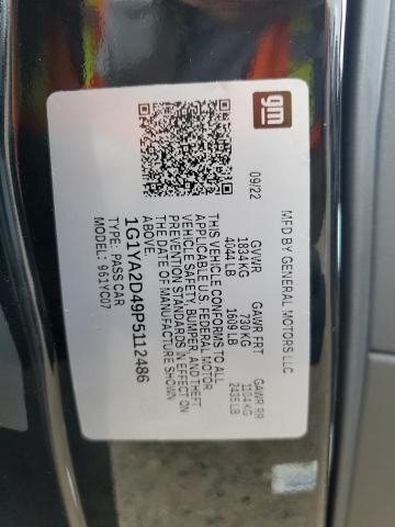 1G1YA2D49P5112486 - 2023 CHEVROLET CORVETTE STINGRAY 1LT BLACK photo 12