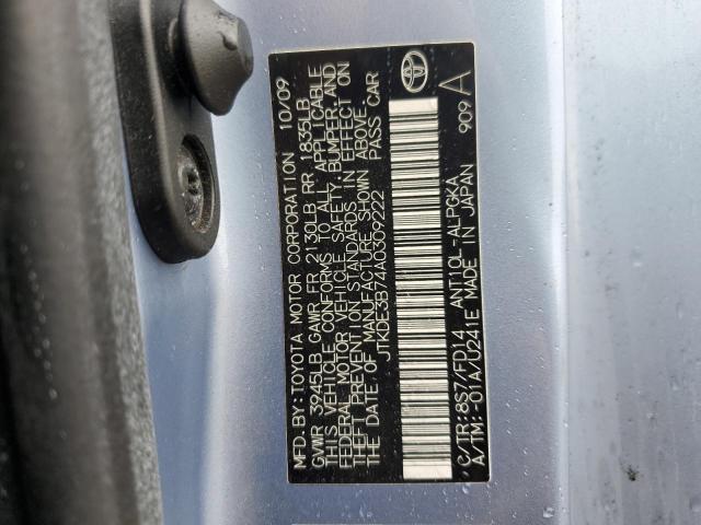 JTKDE3B74A0309222 - 2010 TOYOTA SCION TC 蓝色 照片 12