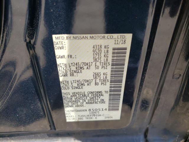 5BZBF0AAXKN850514 - 2019 NISSAN NV 3500 BLUE photo 13