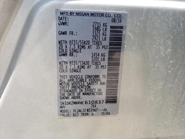 5N1DR2MN4HC610837 - 2017 NISSAN PATHFINDER S SILVER photo 14