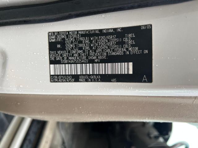 5TDBT48A75S254622 - 2005 TOYOTA SEQUOIA LIMITED WHITE photo 10