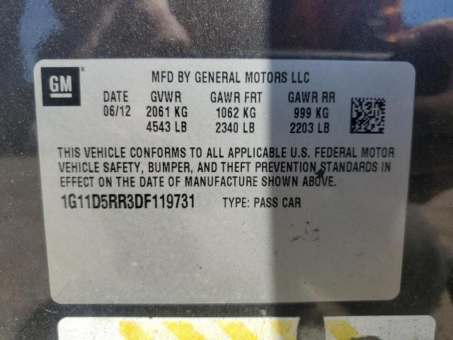 1G11D5RR3DF119731 - 2013 CHEVROLET MALIBU 1LT GRAY photo 12