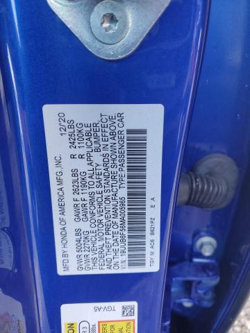 19UUB6F56MA005965 - 2021 ACURA TLX TECH A BLUE photo 12