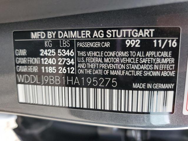 WDDLJ9BB1HA195275 - 2017 MERCEDES-BENZ CLS 550 4MATIC GRAY photo 12