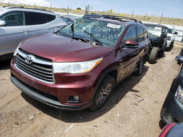 5TDJKRFH2ES010940 - 2014 TOYOTA HIGHLANDER XLE Կարմիր լուսանկար 1