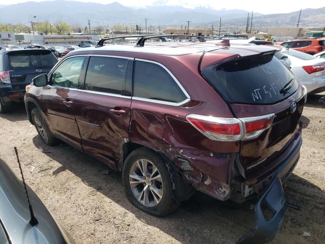 5TDJKRFH2ES010940 - 2014 TOYOTA HIGHLANDER XLE Կարմիր լուսանկար 2
