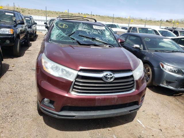 5TDJKRFH2ES010940 - 2014 TOYOTA HIGHLANDER XLE Կարմիր լուսանկար 5