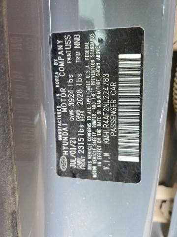 KMHLR4AF2NU224783 - 2022 HYUNDAI ELANTRA N LINE GRAY photo 12