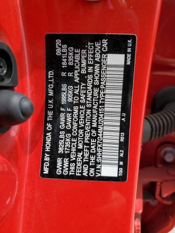 SHHFK7G44MU204151 - 2021 HONDA CIVIC SPORT 红色 照片 12