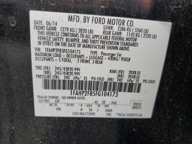 1FAHP2F85FG104173 - 2015 FORD TAURUS LIMITED BLACK photo 12