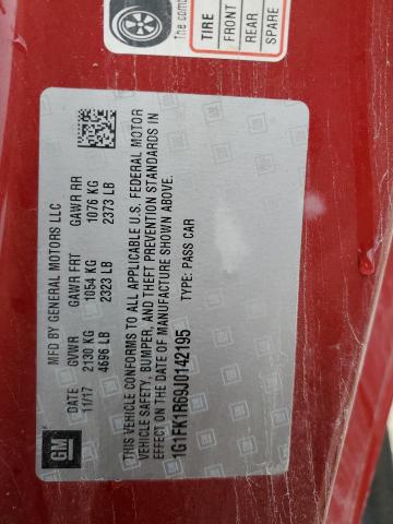 1G1FK1R69J0142195 - 2018 CHEVROLET CAMARO ZL1 勃艮第红 照片 12