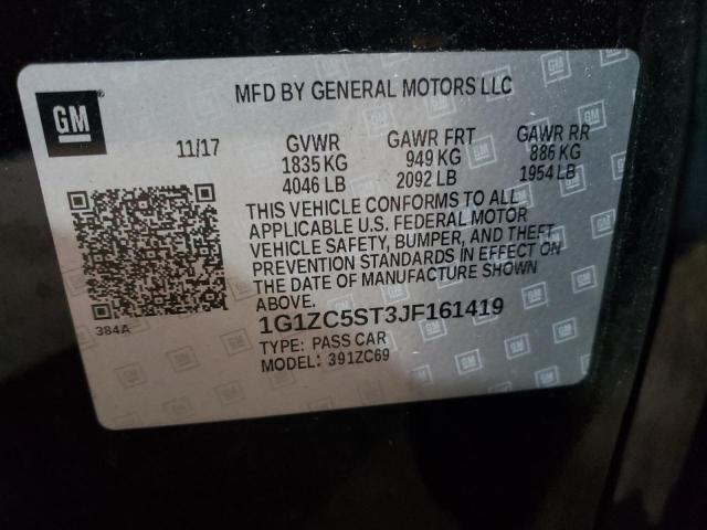 1G1ZC5ST3JF161419 - 2018 CHEVROLET MALIBU LS შავი ფოტო 13