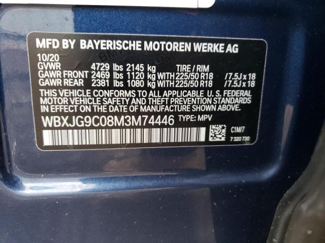 WBXJG9C08M3M74446 - 2021 BMW X1 XDRIVE28I BLUE photo 13