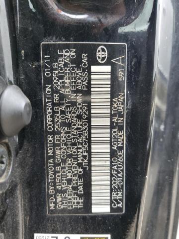 JTKJF5C75B3019291 - 2011 TOYOTA SCION TC 黑色 照片 12