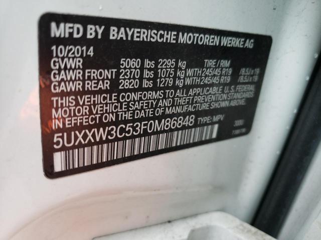 5UXXW3C53F0M86848 - 2015 BMW X4 XDRIVE28I WHITE photo 12