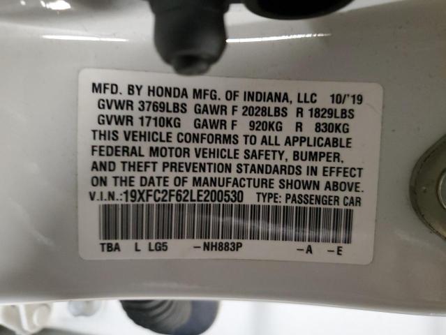 19XFC2F62LE200530 - 2020 HONDA CIVIC LX თეთრი ფოტო 13