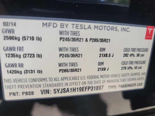 5YJSA1H19EFP31897 - 2014 TESLA MODEL S Սև լուսանկար 10