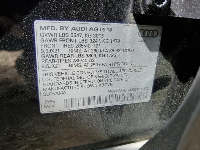WA1VAAF74KD010372 - 2019 AUDI Q7 PRESTIGE BLACK photo 13