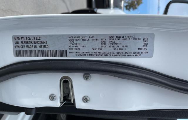 3C6UR4HJ0LG206549 - 2020 RAM 2500 TRADESMAN თეთრი ფოტო 10